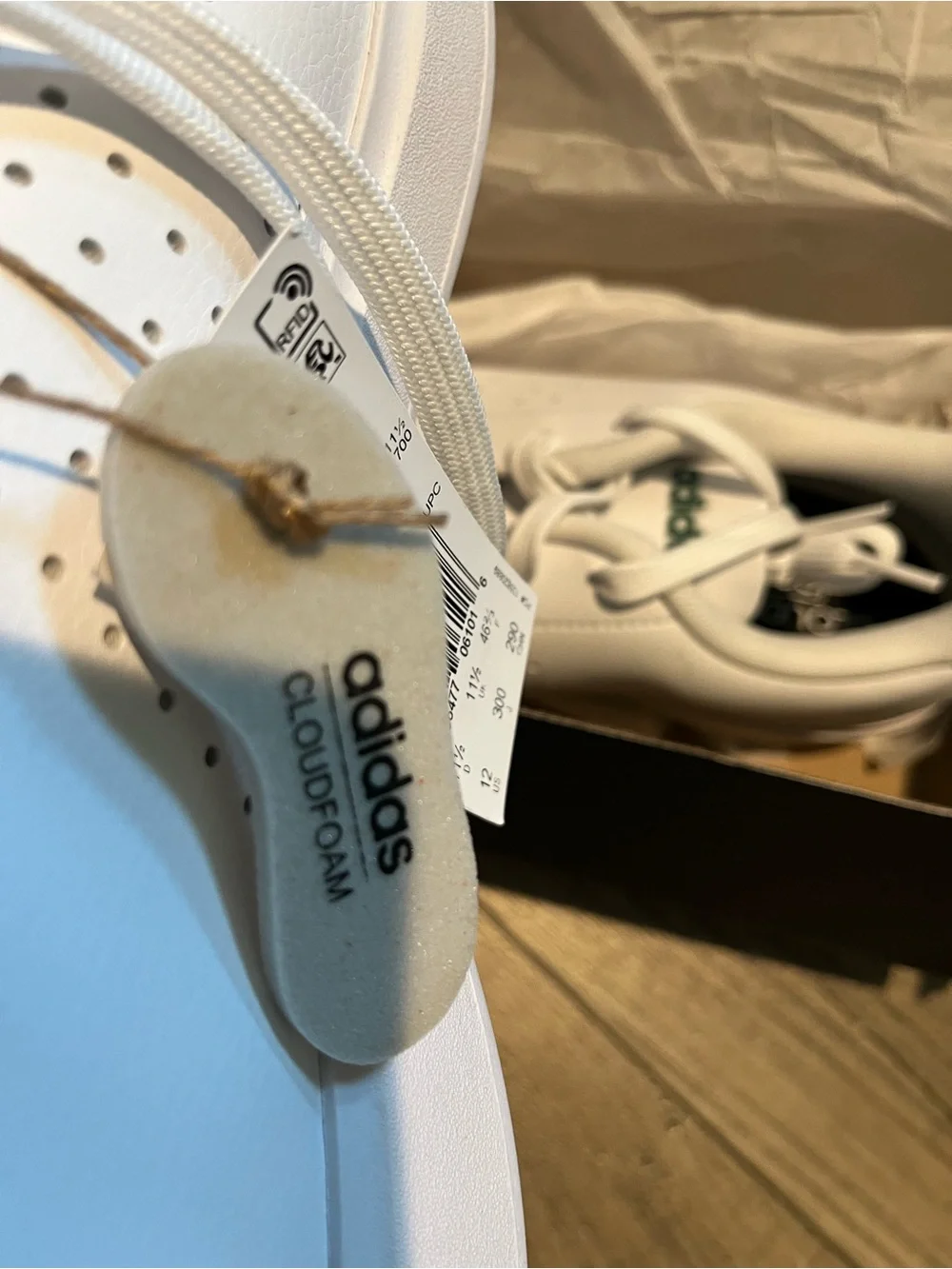 adidas White Sneakers with Green Heel Accent